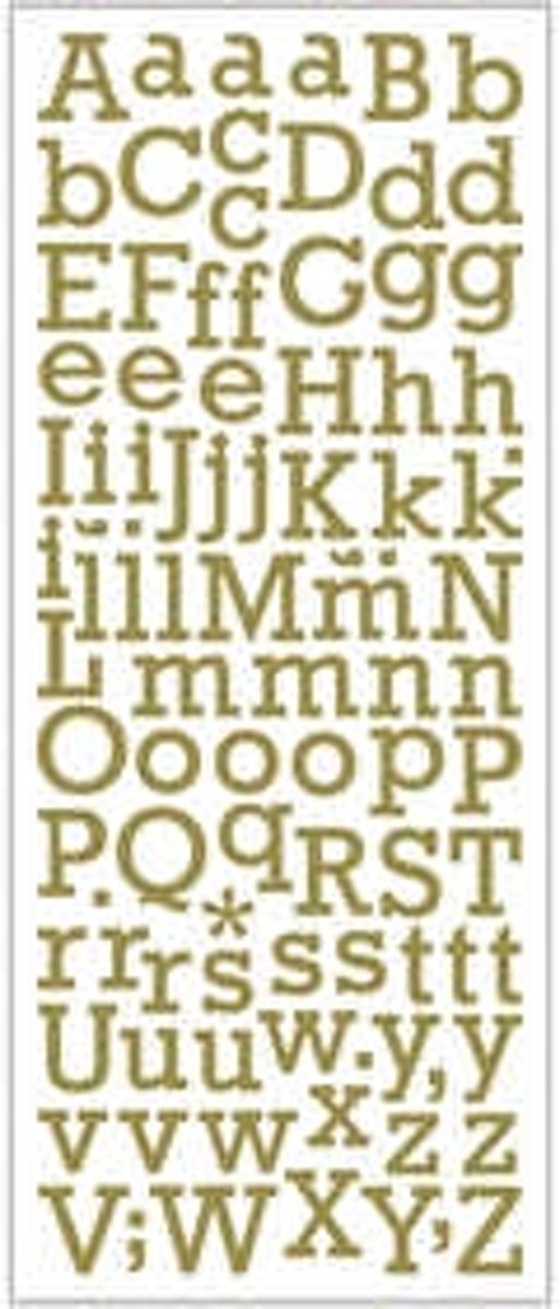 Stickers, vel 10x24 cm, goud, letters, 1vel [HOB-29154]